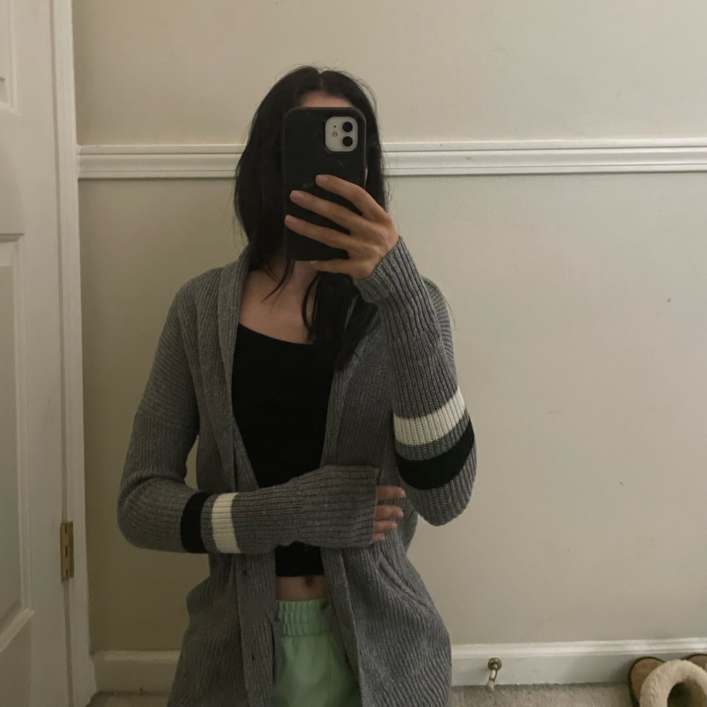 Gray Knit Cardigan
